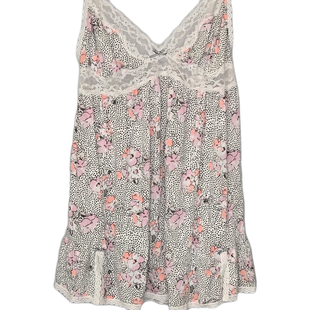 Victoria's Secret Vintage 2012 Floral Polka Dot Lace Slip Dress Nightgown Medium